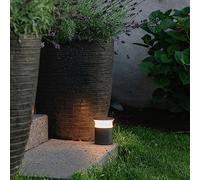 Qazqa Moderno Lámpara de exterior moderna gris oscuro con LED - BAR Aluminio Redonda Incluye LED Max. 1 x 10 Watt