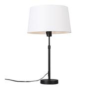 Qazqa Moderno Lámpara de mesa negra pantalla blanca 35cm ajustable - PARTE Textil/Acero Redonda Adecuado para LED Max. 1 x 60 Watt