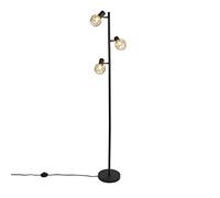 Qazqa Moderno Lámpara de pie diseño negro/oro orientable 3-luces - MESH Acero Alargada Adecuado para LED Max. 3 x 40 Watt