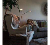 QAZQA Moderno Lámpara de pie moderna de acero con lámpara de lectura con LED - Eva Vidrio/Acero Alargada Incluye LED Max. 2 x 10 Watt