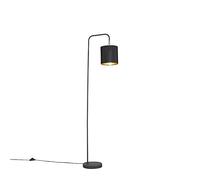 Qazqa Moderno Lámpara de pie moderna negra - LOFTY Acero/Textil Redonda/Alargada/Cilíndra Adecuado para LED Max. 1 x 60 Watt