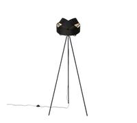 Qazqa Moderno Lámpara de pie moderna negra - Tela Textil/Acero Redonda Adecuado para LED Max. 1 x 40 Watt