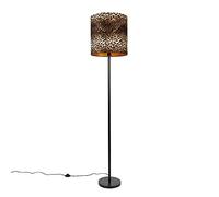 Qazqa Moderno Lámpara de pie negra pantalla diseño leopardo 40cm - SIMPLO Acero/Textil Alargada Adecuado para LED Max. 1 x 60 Watt