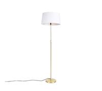 Qazqa Moderno Lámpara de pie oro/latón pantalla lino blanco 45cm - PARTE Acero/Textil Redonda/Alargada/Cilíndra Adecuado para LED Max. 1 x 60 Watt