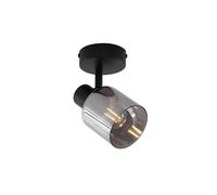 Qazqa Moderno Lámpara de techo moderna negra con cristal ahumado redondo - Cilin Metálica/Redonda Adecuado para LED Max. 1 x 10 Watt