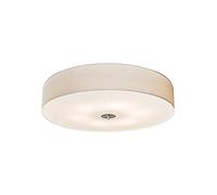 Qazqa Moderno Lámpara de techo rústica blanca 70cm - DRUM Jute Vidrio/Textil/Acero Redonda Adecuado para LED Max. 6 x 60 Watt