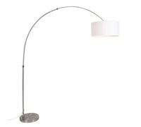 Qazqa Moderno Lámpara moderna de arco acero pantalla 50/50/25 blanca ajustable Textil/Acero Alargada Adecuado para LED Max. 1 x 60 Watt