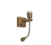Qazqa Moderno Lámpara pared bronce LED brazo de lectura - BRESCIA COMBI Acero Cuadrada Incluye LED Max. 1 x 1 Watt