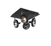 Qazqa Moderno Plafón diseño negro 4-luces ajustable - NOX Aluminio Cuadrada Adecuado para LED Max. 4 x 40 Watt