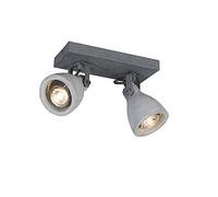 Qazqa Moderno Plafón industrial gris hormigón 2 luces - CRETO Piedra/cemento Rectangular Adecuado para LED Max. 2 x 35 Watt
