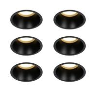 Qazqa Moderno Set de 6 focos empotrables negros GU10 70 mm IP44 - Dept Aluminio Redonda Adecuado para LED Max. 6 x 50 Watt