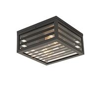 QAZQA Plafón de exterior moderno cristal negro 2 luces IP44 - Reims/Cuadrada Adecuado para LED Max. 2 x 40 Watt