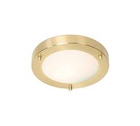 Qazqa Plafón moderno dorado 18 cm IP44 - YUMA Acero/Vidrio Redonda Adecuado para LED Max. 1 x 28 Watt