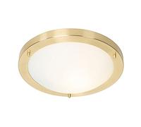 Qazqa Plafón moderno dorado 31 cm IP44 - YUMA Acero/Vidrio Redonda Adecuado para LED Max. 1 x 40 Watt