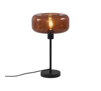 Qazqa Retro/Vintage Lámpara de mesa retro negra con cristal bronce - Bizle/Metálica Redonda Adecuado para LED Max. 1 x 15 Watt