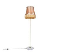 Qazqa Retro/Vintage Lámpara de pie retro latón pantalla GRANNY oro 45 cm - KASO Piedra/cemento/Textil/Acero Redonda Adecuado para LED Max. 1 x 60 Watt
