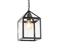 Qazqa rústico Lámpara colgante exterior inteligente negra IP23 con Wifi G95 - Amsterdam Acero inoxidable/Vidrio Cubo/Cuadrada Adecuado para LED Max. 1 x 4.9 Watt
