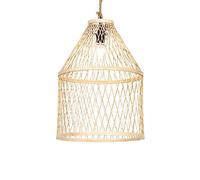 Qazqa rústico Lámpara colgante exterior rural ratán 40x55 cm - Calamus/Acero Redonda Adecuado para LED Max. 1 x 40 Watt