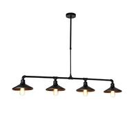Qazqa rústico Lámpara colgante industrial negra de 4 luces - Laser Acero Redonda/Alargada Adecuado para LED Max. 4 x 60 Watt