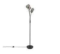 Qazqa rústico Lámpara de pie moderna negra cristal ahumado 5-luces - ATHENS/Acero Alargada Adecuado para LED Max. 5 x 28 Watt