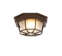 Qazqa rústico Plafón rústico marrón óxido 21,3 cm IP44 - Bri Aluminio/Vidrio Redonda Adecuado para LED Max. 1 x 60 Watt