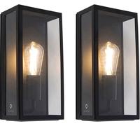 QAZQA Set de 2 apliques exterior negro ip44 cristal