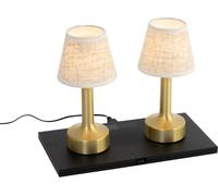 QAZQA Set de 2 lámparas doradas rgbw recargables con beige