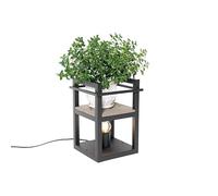 Qazqa Sobremesa industrial negro con madera - Cage Rack Acero/Rectangular Adecuado para LED Max. 1 x 60 Watt