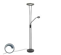Qazqa Uplighter moderno negro LED brazo de lectura regulador - DIVINE Vidrio/Acero Alargada Incluye LED Max. 1 x 20 Watt