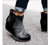 QAZW Botas Chelsea con Plataforma de cuña para Mujer, Botines de Cuero con Plataforma de Moda, cómodas Zapatillas elásticas,F-37(EU)