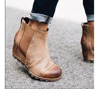 QAZW Botas Chelsea con Plataforma de cuña para Mujer, Botines de Cuero con Plataforma de Moda, cómodas Zapatillas elásticas,A-36(EU)