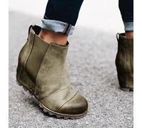 QAZW Botas Chelsea con Plataforma de cuña para Mujer, Botines de Cuero con Plataforma de Moda, cómodas Zapatillas elásticas,D-41(EU)