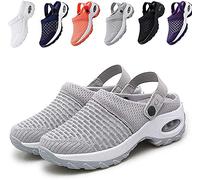 QAZW Zuecos Mulas Transpirables, Sandalias Ortopédicas para Caminar, Calzado Casual Con Air Cushion, Sandalias Deportivas de Malla para Mujer, Gris-38