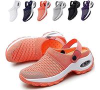 QAZW Zuecos Mulas Transpirables, Sandalias Ortopédicas para Caminar, Calzado Casual Con Air Cushion, Sandalias Deportivas de Malla para Mujer, Naranja-38