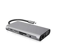QAZWSXED LESANGBAIHUODIAN USB Tipo C HUB Type-C A HDMI 4K Adaptador VGA RJ45 LAN ETHERNET SD TF USB-C 3.0 TYPEC 3.5MM Jack Audio Video Ajuste para MACBLOOK Pro OTG (Color : 10 in 1)