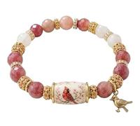 QAZWZG Pulsera Bluebird Blessings Con Caja De Regalo Pulsera de bendiciones colibrí con caja regalo for mujer, pulsera elástica hecha a mano(Cardinal)