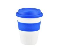 QAZWZG Taza de Viaje con tapa silicona, taza café o té reutilizable y práctica, plástico PP, anticaída, funda antideslizante, 400ml, 2 uds para Café(Color2)