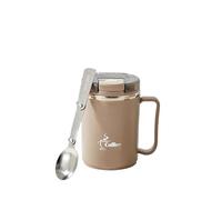 QAZWZG Taza for beber de acero inoxidable 304, taza café aislada doble capa con cuchara plegable y colador, vaso reutilizable para Café(450ml,Brown)