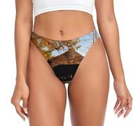 QAZWZML Albany Covered Bridge - Ropa interior para mujer, de talle bajo, elástica, adecuada para pantalones de yoga y leggings., Negro, XL