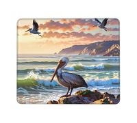QAZWZML Alfombrilla de mouse de escritorio con estampado de Pelicans on the Coast, adecuada para oficina y juegos, 7 x 8.6 pulgadas