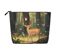 QAZWZML Bambi - Bolsa de cosméticos de lino sintético de una sola capa con cremallera, portátil, con cremallera, accesorio de viaje