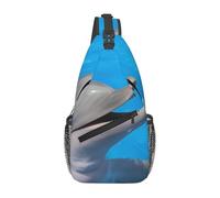 QAZWZML Bolsa cruzada para hombre con estampado de delfín con sonrisa, adecuada para fitness, ciclismo y viajes diarios