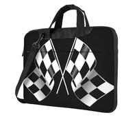 QAZWZML Bolsa cruzada para laptop con diseño de banderas a cuadros y fórmula negra y blanca, adecuada para viajes y uso diario, Black, 14 inch
