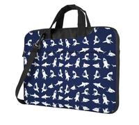 QAZWZML Bolsa cruzada para laptop con varios patrones de peces marinos, adecuada para viajes y uso diario, Black, 15.6 inch