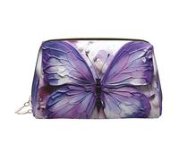 QAZWZML Bolsa de almacenamiento de cosméticos con estampado de mariposas y pintura al óleo morada, ideal para viajes de negocios y artículos esenciales de vacaciones