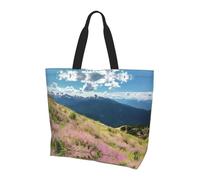 QAZWZML Bolsa de compras con estampado de camuflaje azul para mujer, gran capacidad, bolsa de mano y bolsa de hombro, esencial para viajes y compras, Negro con flor, Talla única