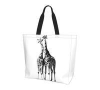 QAZWZML Bolsa de compras de gran capacidad con estampado de bandera estadounidense y béisbol para mujer, bolsa de hombro esencial para viajes y compras, Jirafa africana, Talla única