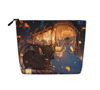QAZWZML Bolsa de cosméticos de lino sintético con estampado de Cenicienta, portátil, con cremallera, accesorio de viaje