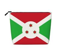 QAZWZML Bolsa de cosméticos de lino sintético de una sola capa impresa con bandera de Burundi, portátil, con cremallera, accesorio de viaje