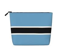 QAZWZML Bolsa de cosméticos de lino sintético de una sola capa impresa con la bandera de Botswana, portátil, con cremallera, accesorio de viaje
